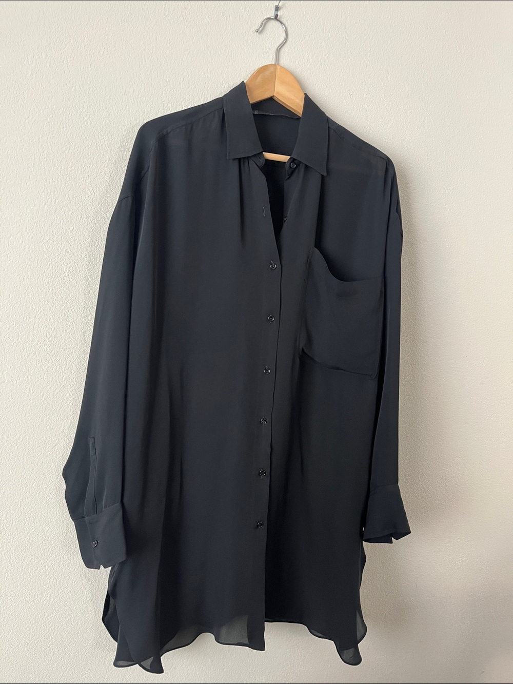 Zara Black Button-Down Oversized Shirt